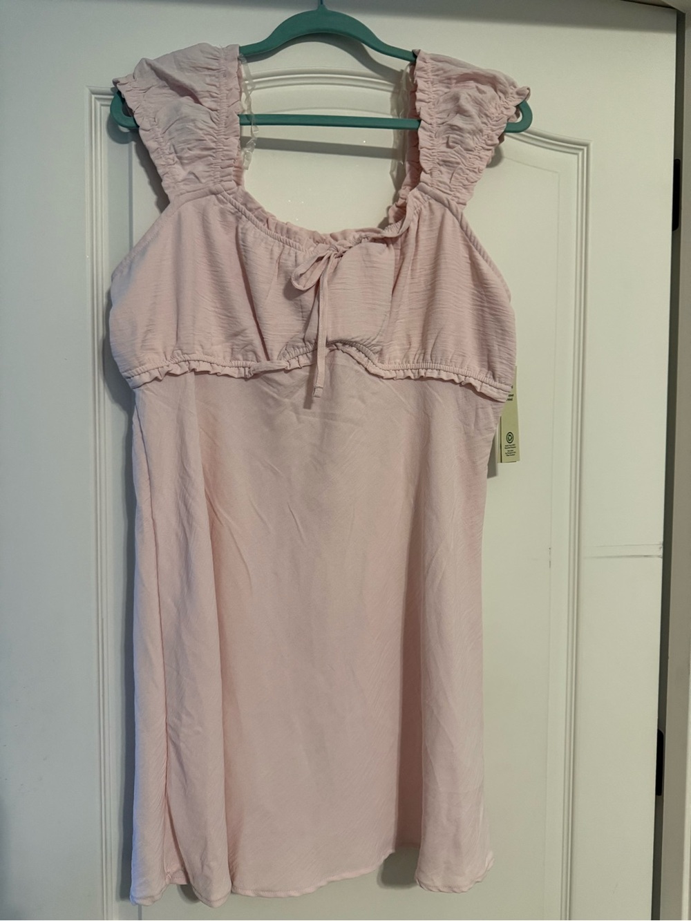 Light Pink Tie-Front Ruffle Strap Dress XXL